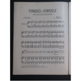 DENZA Luigi Funiculi Funicula Chant Piano ou Piano solo 1881