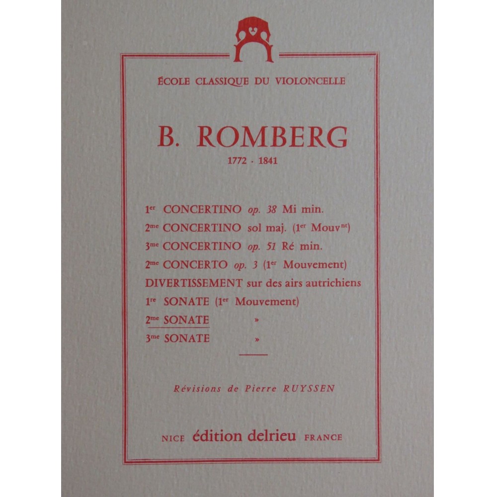 ROMBERG Bernhard Sonate No 2 1er Mouvement Piano Violoncelle 1963
