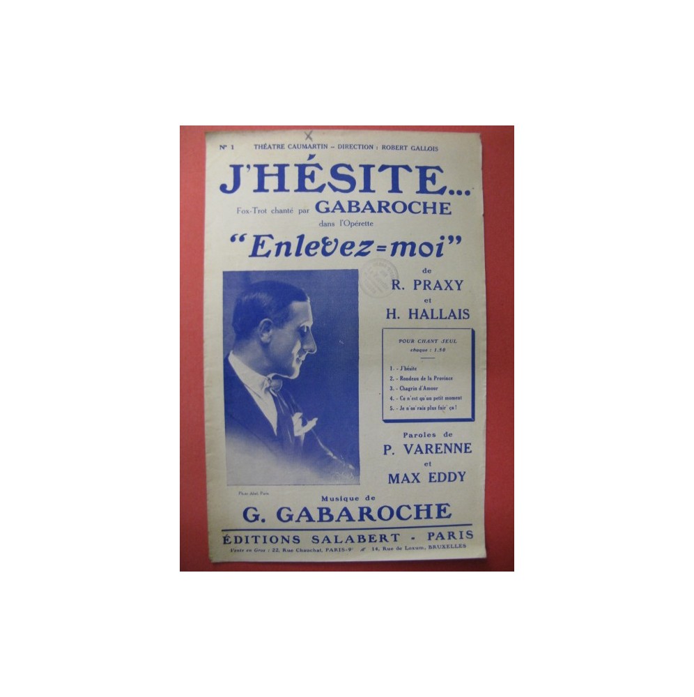 J'Hésite Gabaroche Chanson 1930
