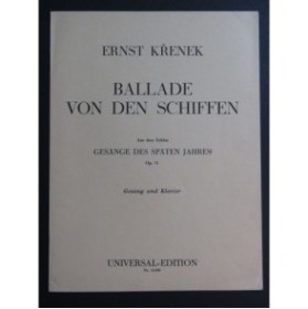 KRENEK Ernst Ballade von den Schiffen Chant Piano 1932