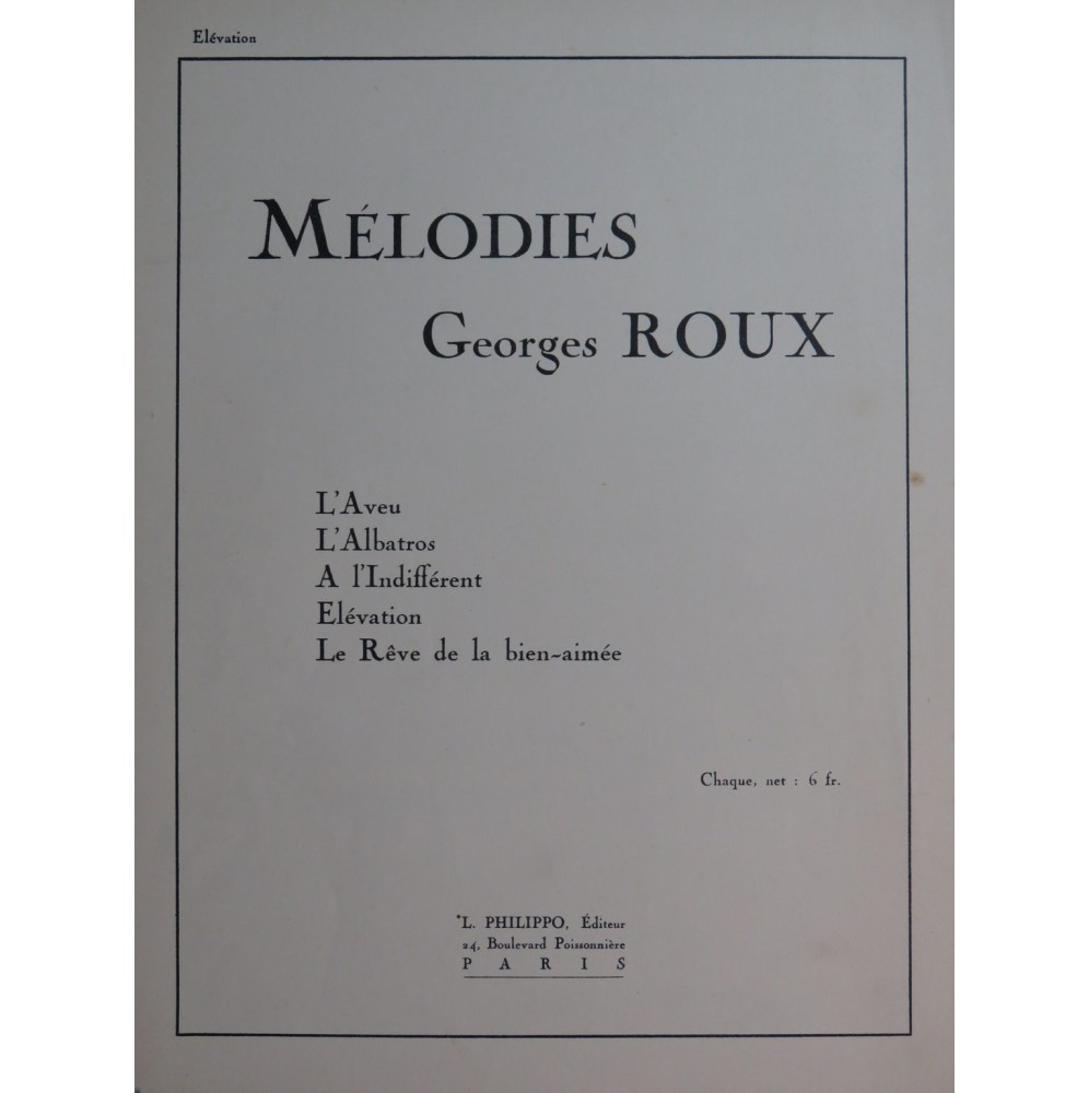 ROUX Georges Élévation Chant Piano