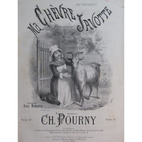 POURNY Charles Ma Chèvre Javotte Chant Piano ca1870