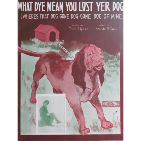 DALY Joseph M. What D'ye Mean You Lost Yer Dog Chant Piano 1913