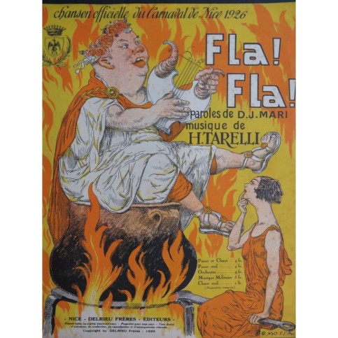 TARELLI H. Fla ! Fla ! Carnaval de Nice Chant Piano 1926