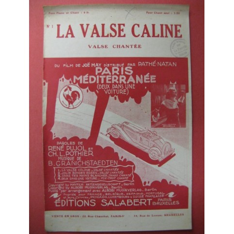 La Valse Caline Paris Méditerranée Chanson 1932