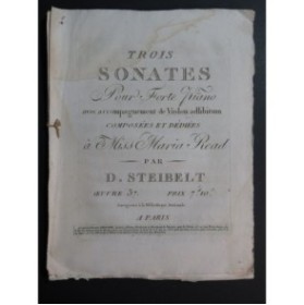 STEIBELT Daniel Trois Sonates op 37 Violon ca1810