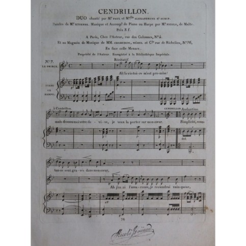 NICOLO Cendrillon No 7 Duo Chant Harpe ou Piano 1810