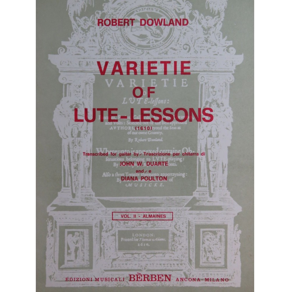DOWLAND Robert Varietie of Lute-Lessons Vol 2 Guitare 1971