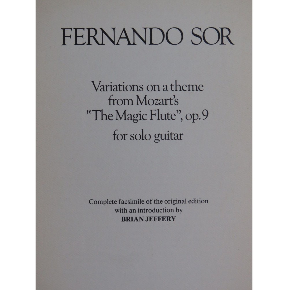 SOR Fernando Variations Mozart The Magic Flute Guitare 1977