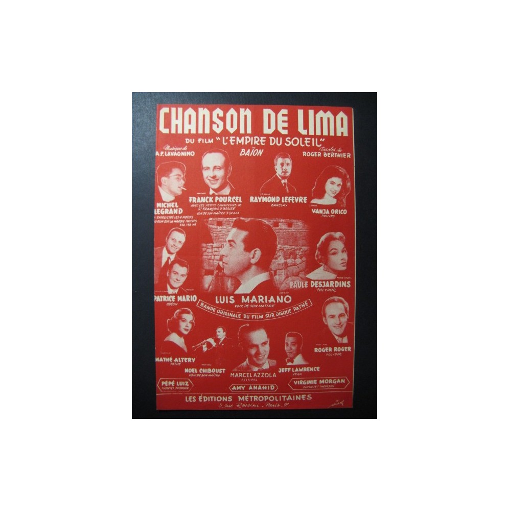 Chanson de Lima Louis Mariano 1957 Chant