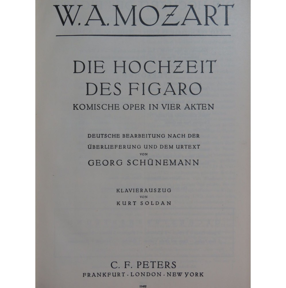 MOZART W. A. Die Hochzeit des Figaro Opéra Piano Chant