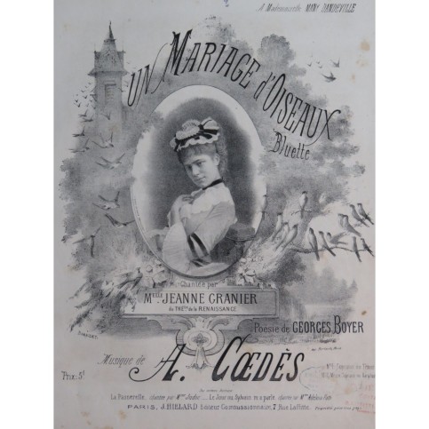 COEDÈS Auguste Un Mariage d'Oiseaux Chant Piano ca1875