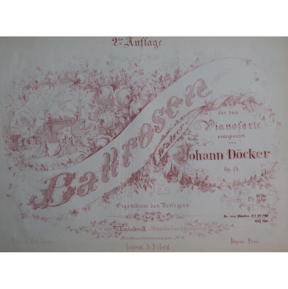 DÖCKER Johann Ballrosen Piano ca1860