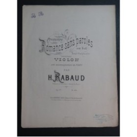 RABAUD Henri Romance sans Paroles No 1 Piano Violon ca1867