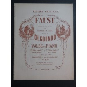 GOUNOD Charles Faust Valse Piano ca1880