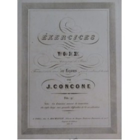 CONCONE Joseph Exercices pour la Voix Chant Piano ca1845