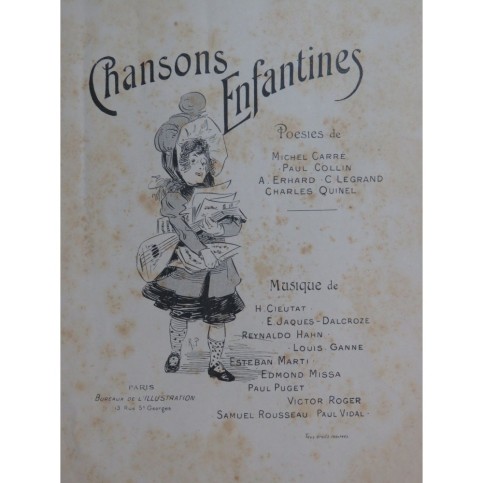 HAHN GANNE MISSA VIDAL Chansons Enfantines 10 Pièces Chant Piano 1899