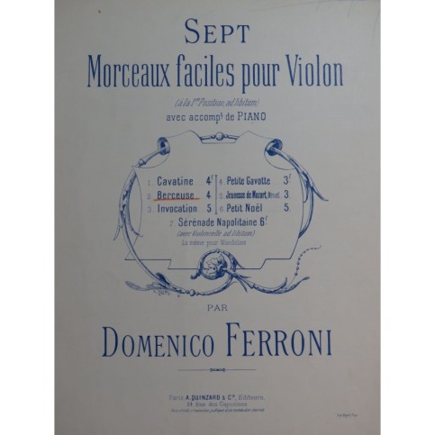 FERRONI Domenico Berceuse Piano Violon