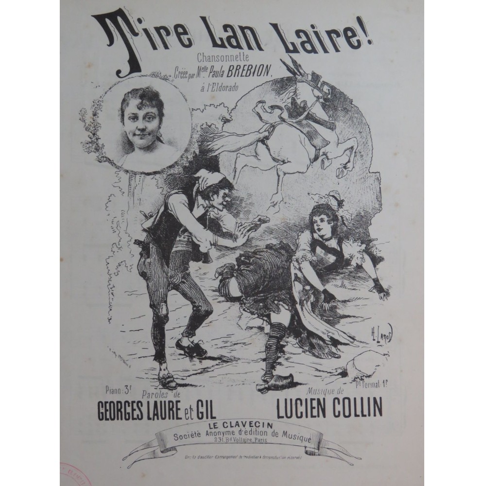 COLLIN Lucien Tir Lan Laire ! Chant Piano ca1880