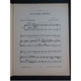 DANTY Léopold Guitare d'Avril Chant Piano ca1898