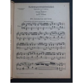JESSEL Léon Schwarzwaldmädel Opérette Piano 1917