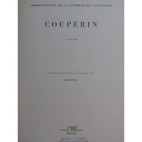 COUPERIN François Chefs d'Oeuvre Volume 1 Piano 1957