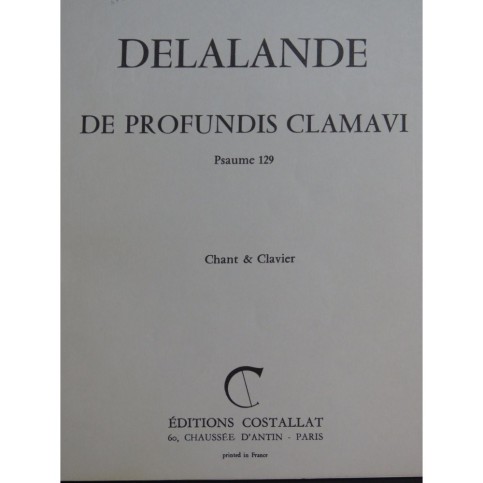 DELALANDE Michel-Richard De Profundis Clamavi Chant Piano 1982