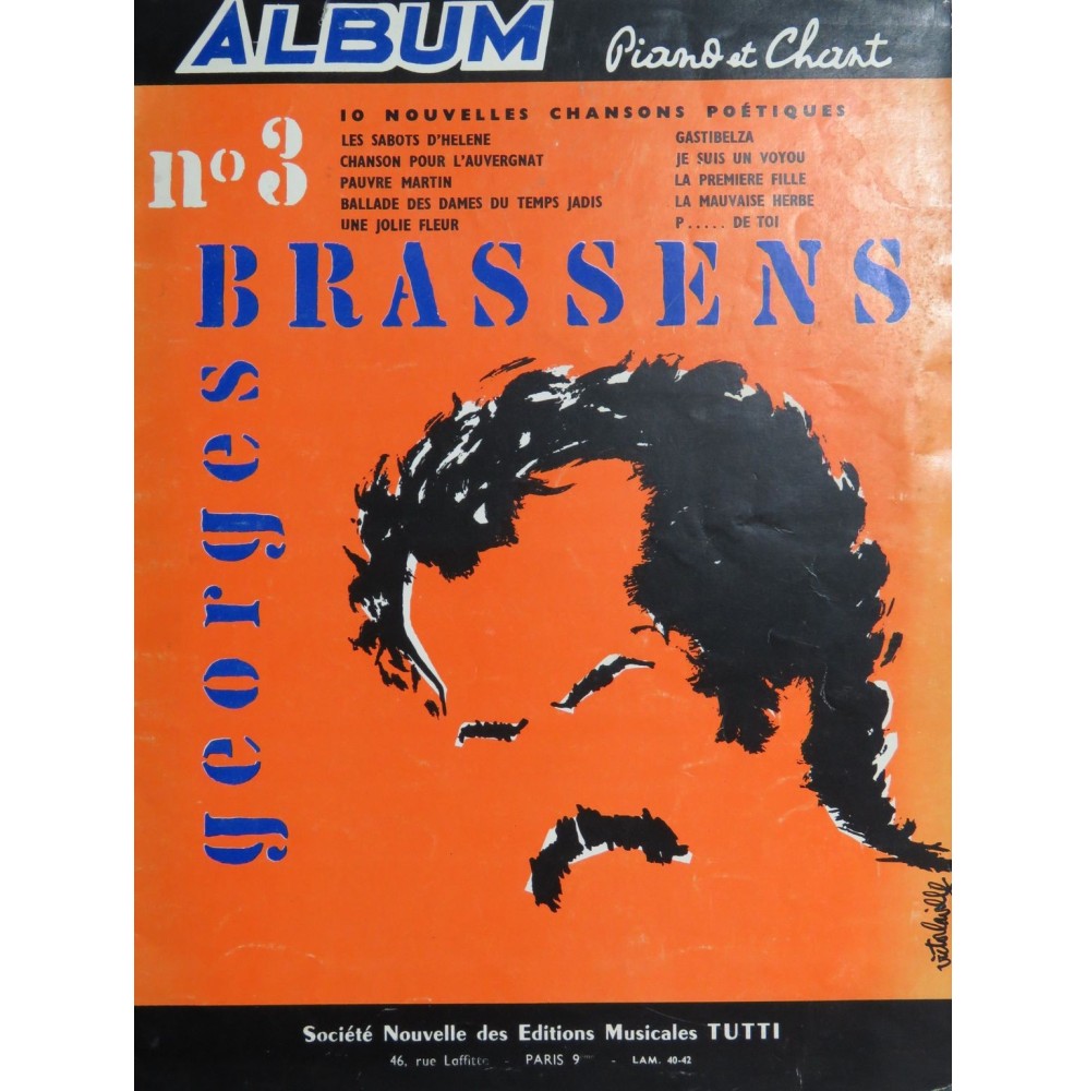 BRASSENS Georges Album No 3 10 Pièces Chant Piano 1954