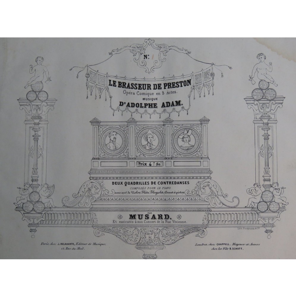 MUSARD Le Brasseur de Preston Quadrille No 1 Piano ca1840