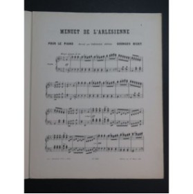 BIZET Georges Menuet L'Arlésienne Piano ca1890