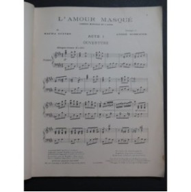 MESSAGER André L'Amour Masqué Chant Piano 1923