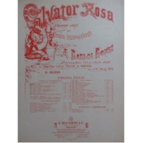 GOMES A. Carlos Salvator Rosa Canzonetta Chant Piano ca1874