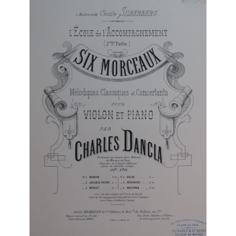 DANCLA Charles Mazurka Violon Piano 1886