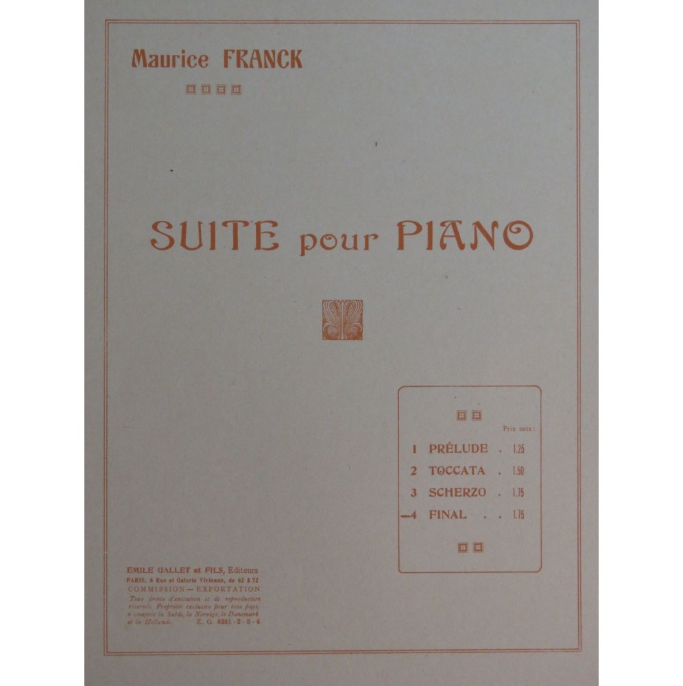 FRANCK Maurice Final Piano ca1925
