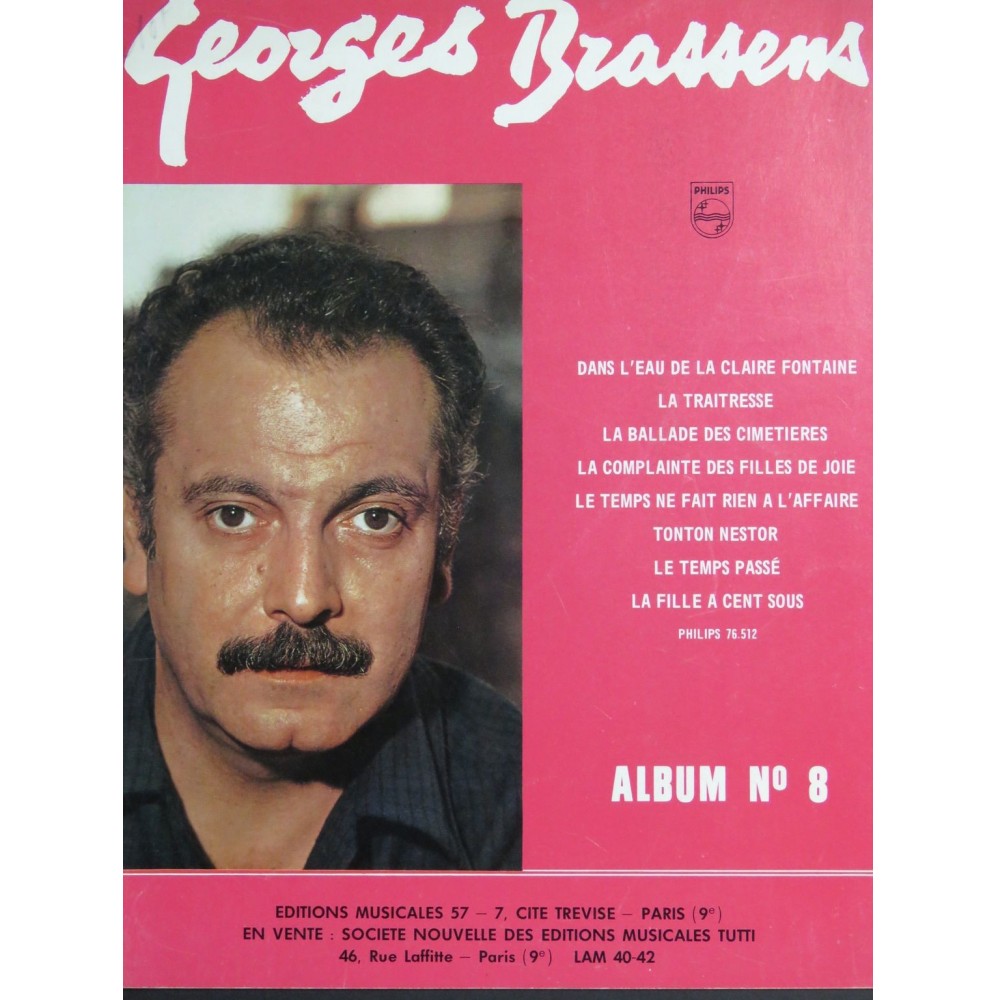 BRASSENS Georges Album No 8 10 Pièces Chant Piano 1962
