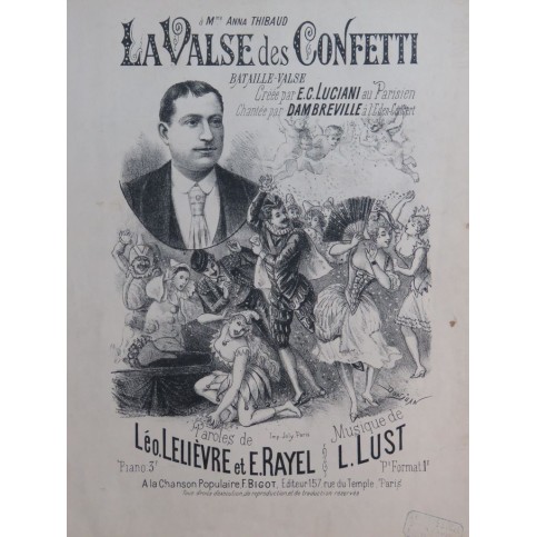LUST L. La Valse des Confetti Chant Piano XIXe siècle