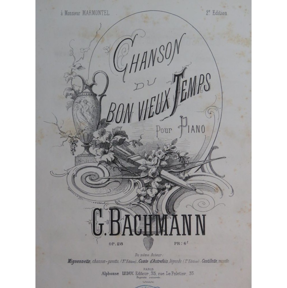 BACHMANN Georges Chanson du Bon vieux temps Piano ca1872
