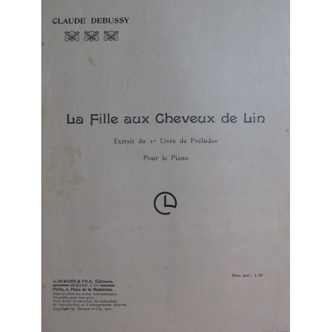 DEBUSSY Claude La Fille aux Cheveux de Lin Piano