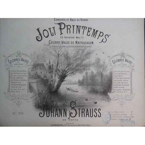 STRAUSS Johann Joli Printemps op 375 Piano 1879