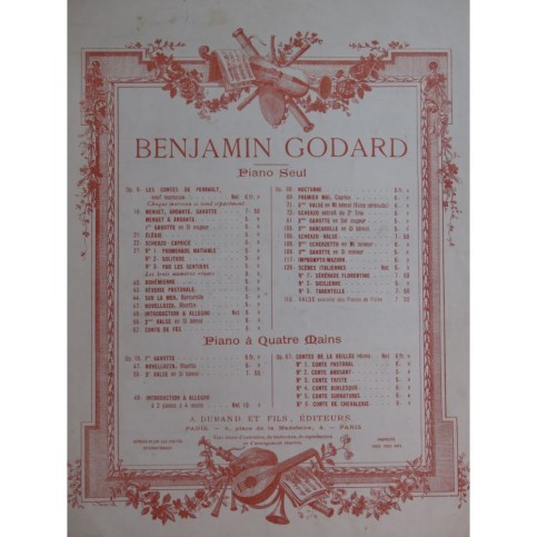 GODARD Benjamin Gavotte No 1 Piano 4 mains ca1890