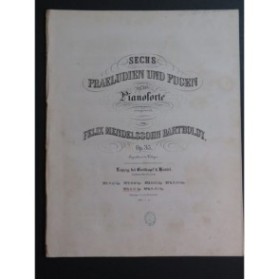 MENDELSSOHN Sechs Praeludien und Fugen op 35 No 5 Piano ca1840