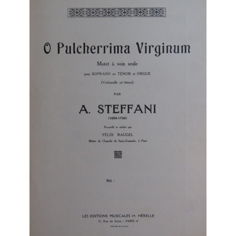 STEFFANI Agostino O Pulcherrima Virginum Chant Orgue Violoncelle