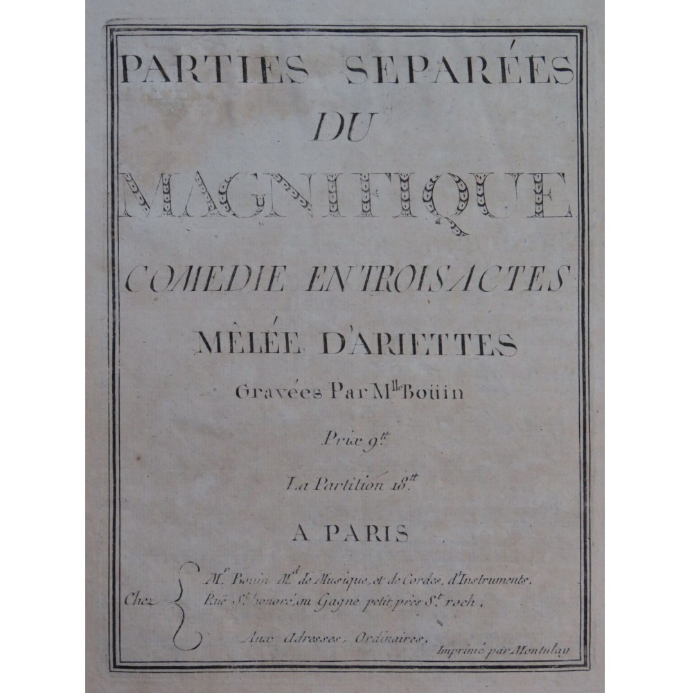 GRÉTRY André Le Magnifique Opéra Cors 1 et 2 ca1775
