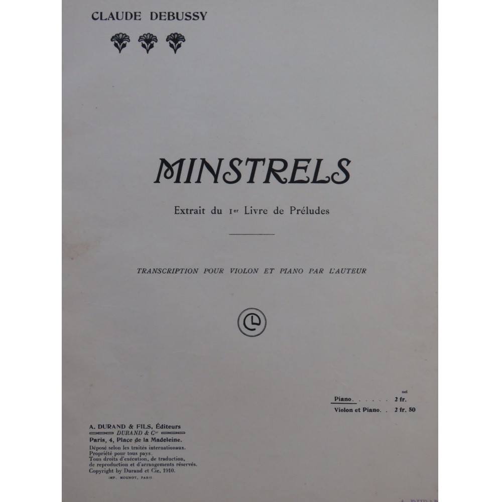 DEBUSSY Claude Minstrels Piano