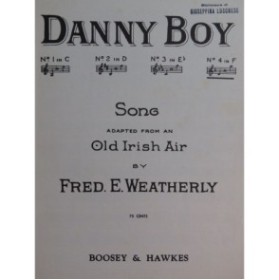 WEATHERLY Fred Danny Boy Chant Piano 1941