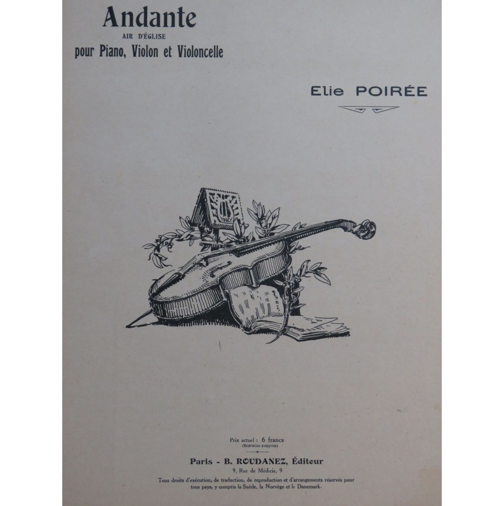 POIRÉE Elie Andante Piano Violon Violoncelle 1920