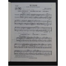 BARTOK Béla 18 Duos pour 2 Violoncelles 1960