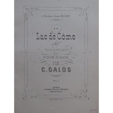 GALOS C. Le Lac de Côme Piano ca1900
