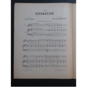 HILLEMACHER P. L. Séparation Chant Piano ca1890