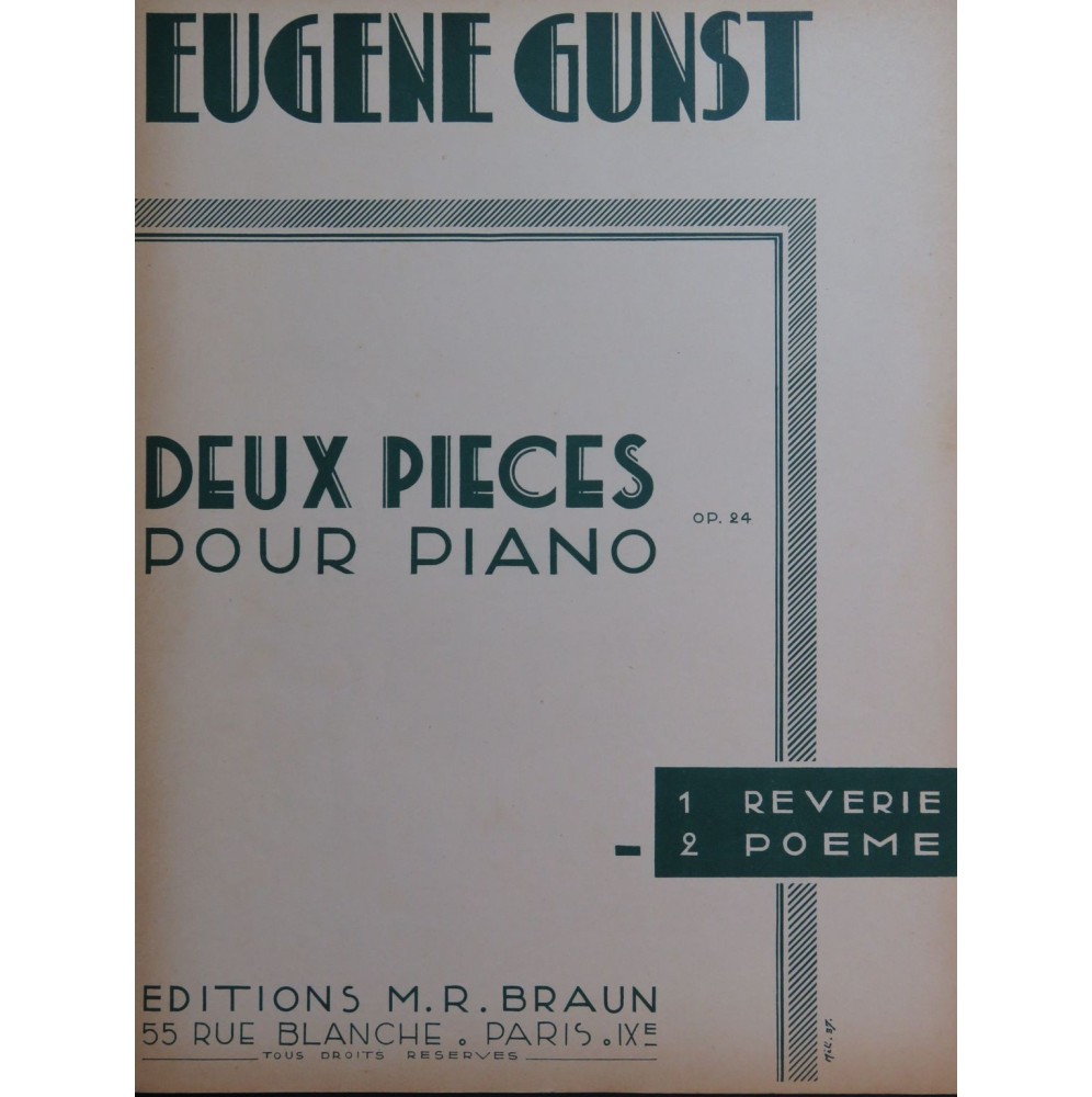 GUNST Eugène Poème op 24 No 2 Piano 1937